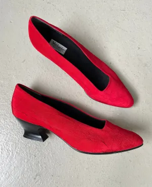 1990s Heels Red Fabric Italy sz 40