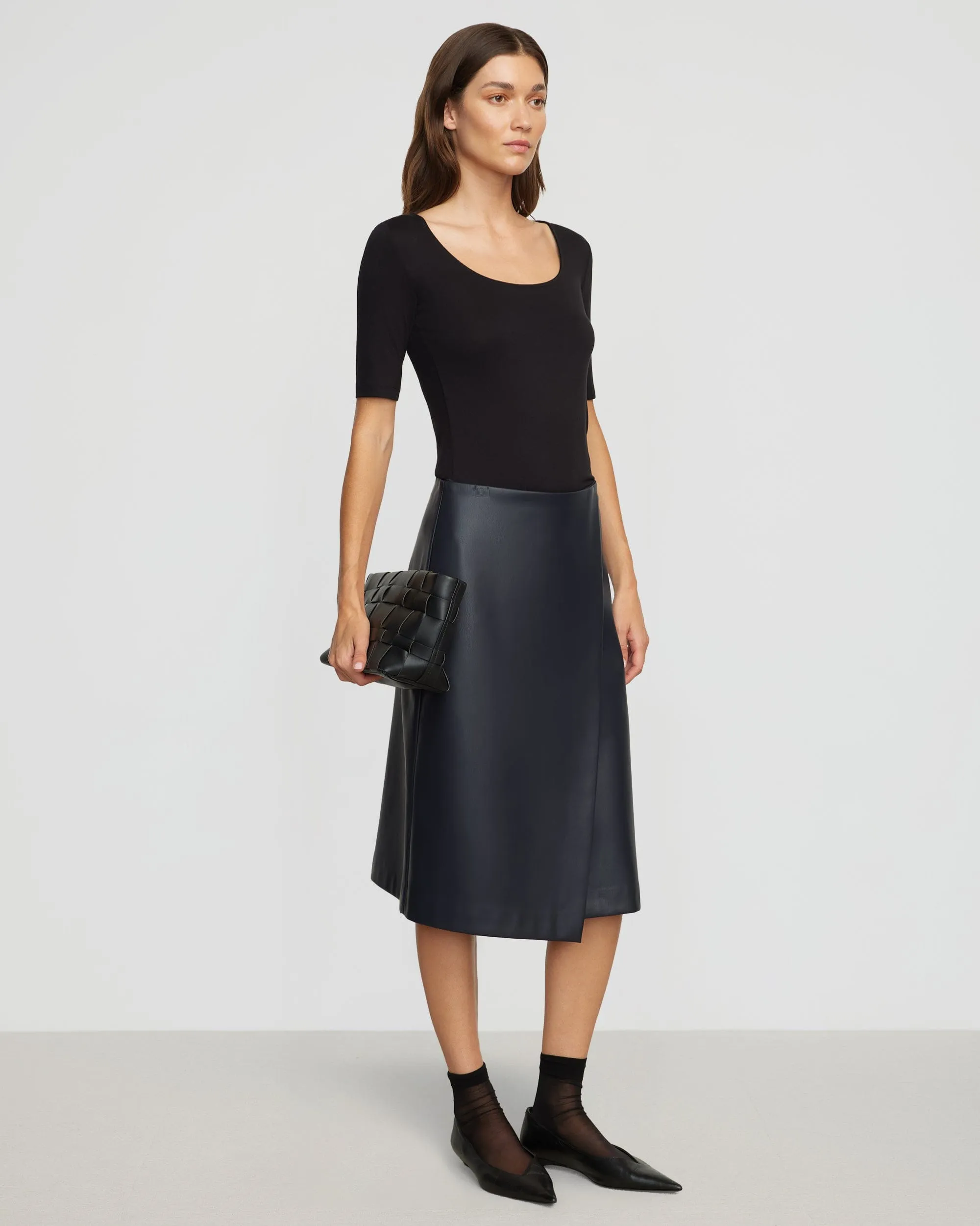 Alba Asymmetric Vegan Leather Skirt