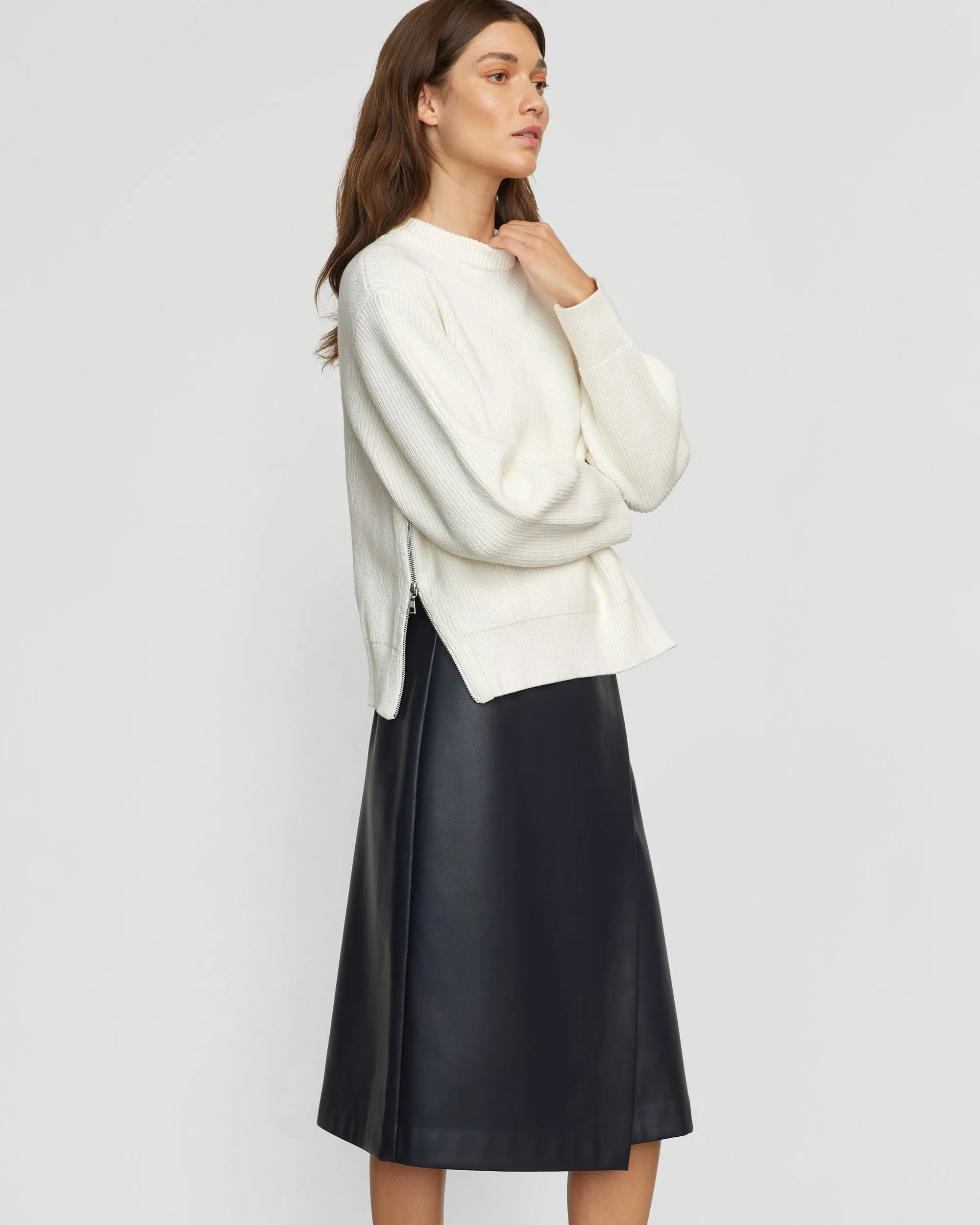 Alba Asymmetric Vegan Leather Skirt