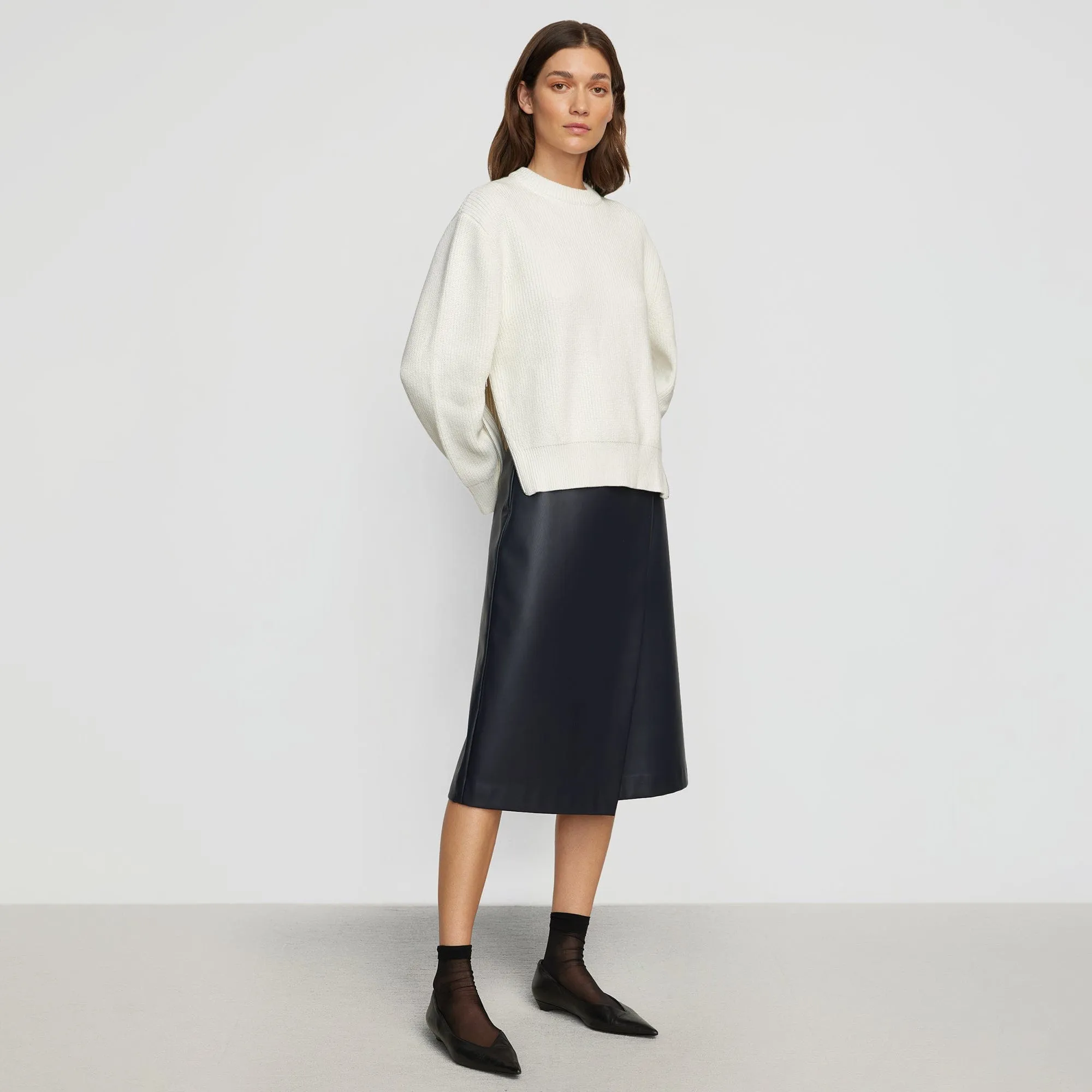 Alba Asymmetric Vegan Leather Skirt