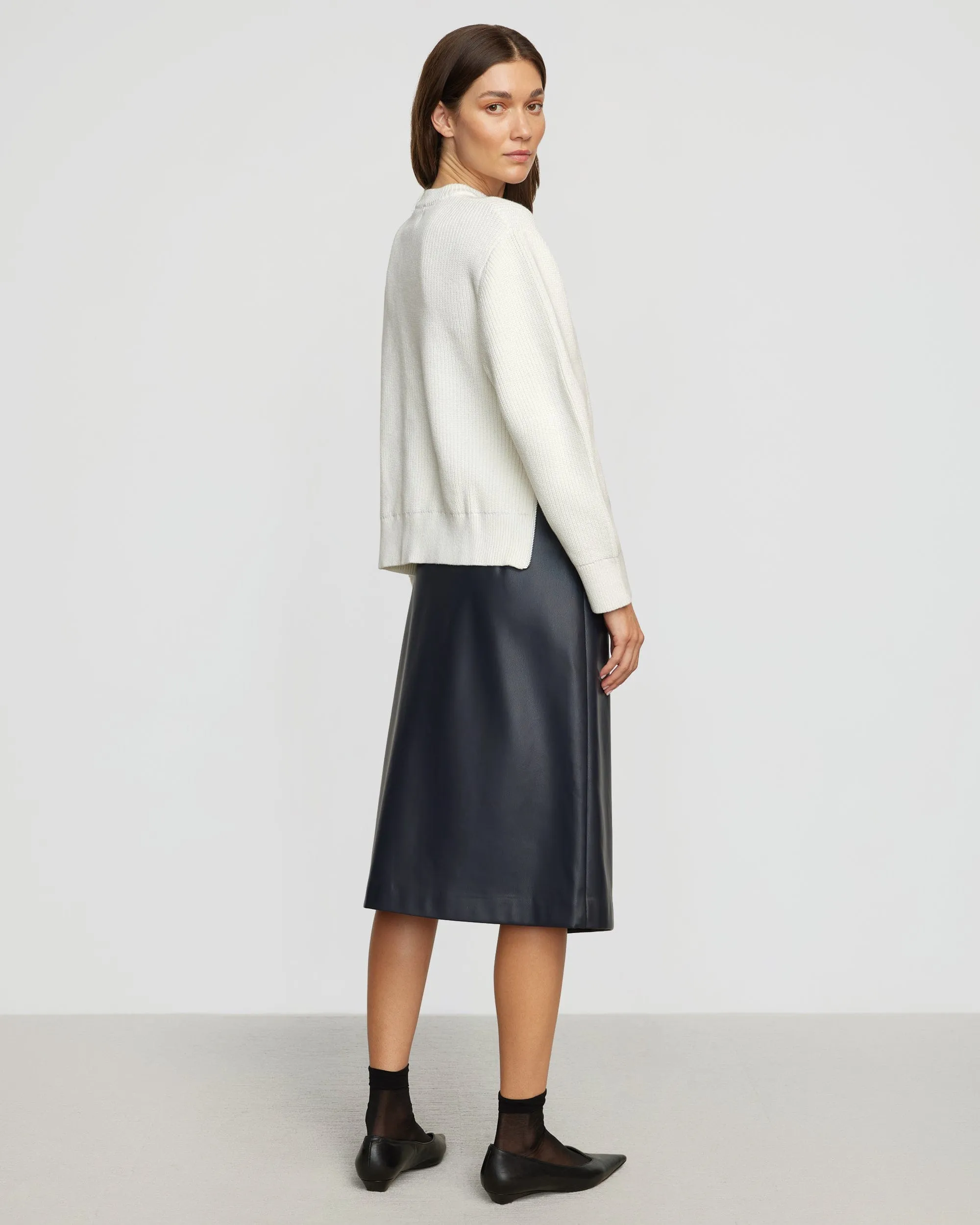 Alba Asymmetric Vegan Leather Skirt