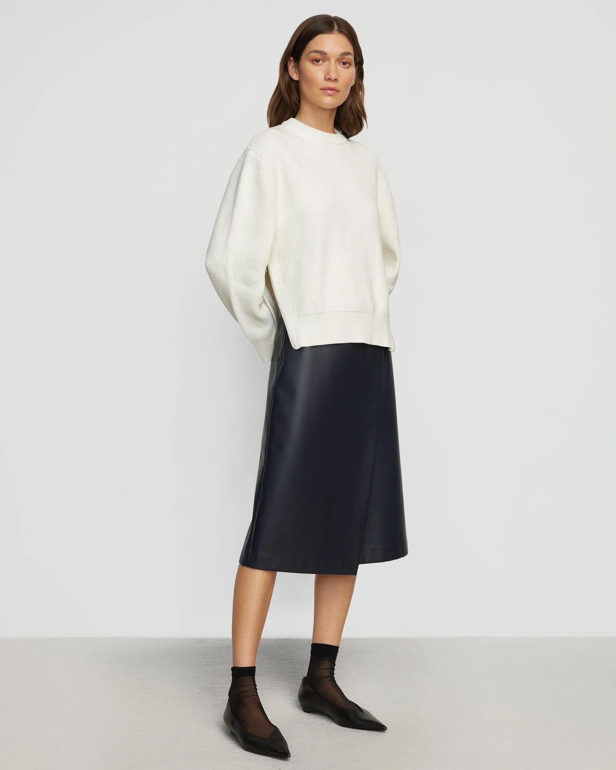 Alba Asymmetric Vegan Leather Skirt