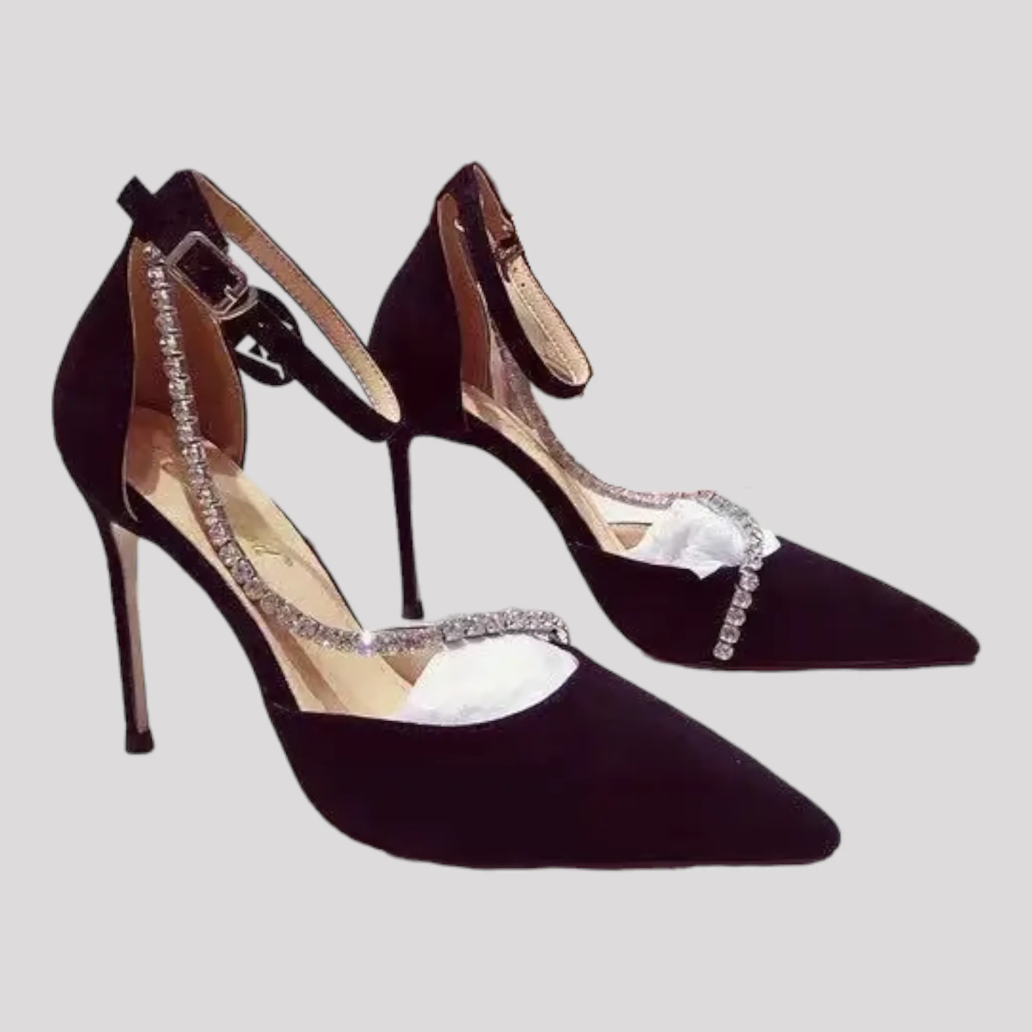 Ankle Strap with Diamonte Detail High Heels available in 2 heel heights