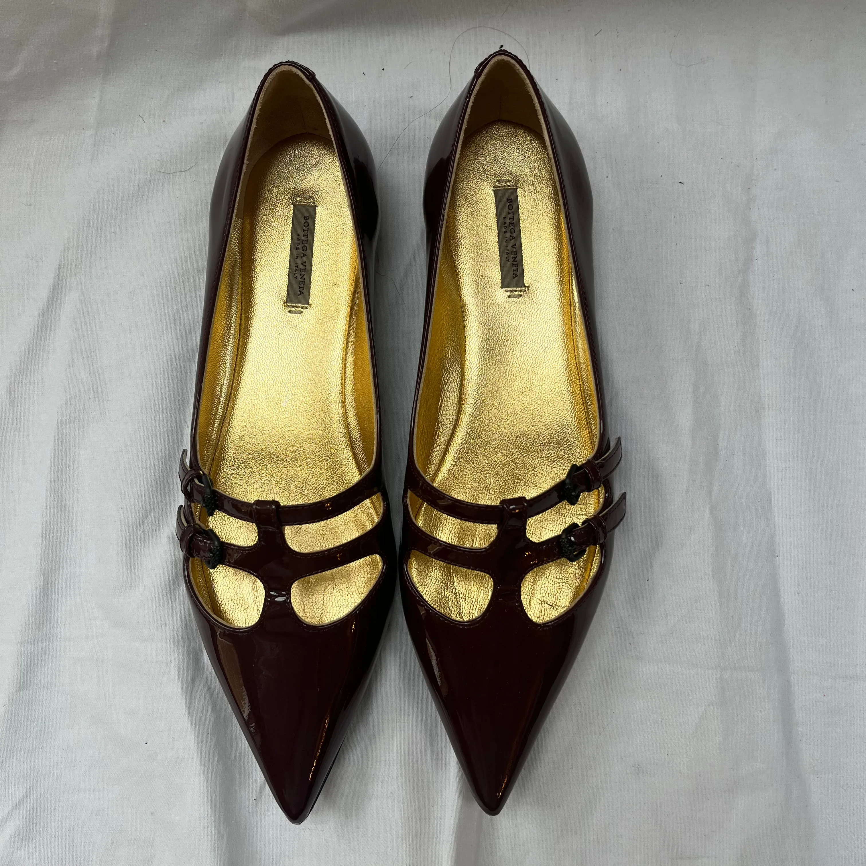 Bottega Veneta Mulberry Patent Pointed Flats 37