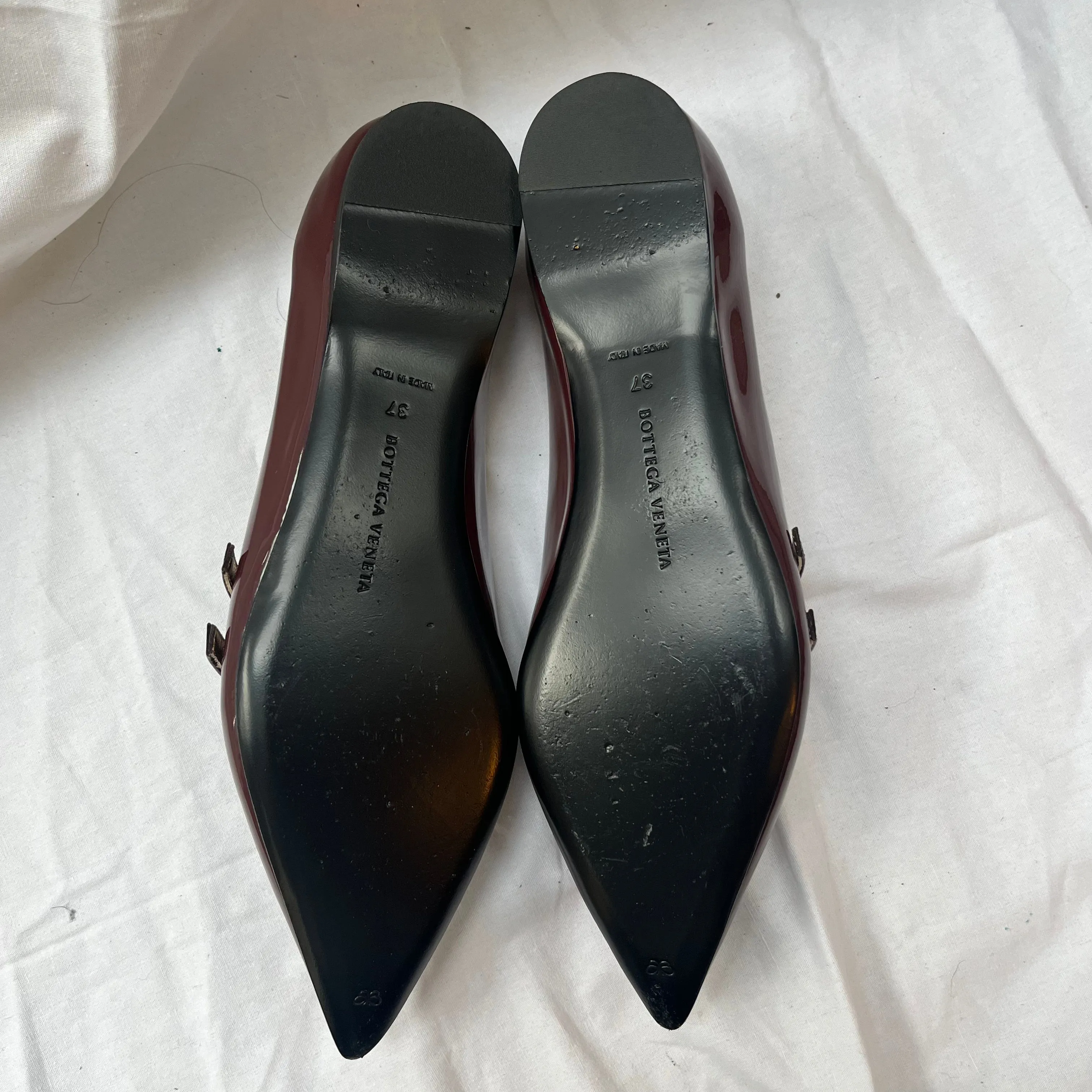 Bottega Veneta Mulberry Patent Pointed Flats 37