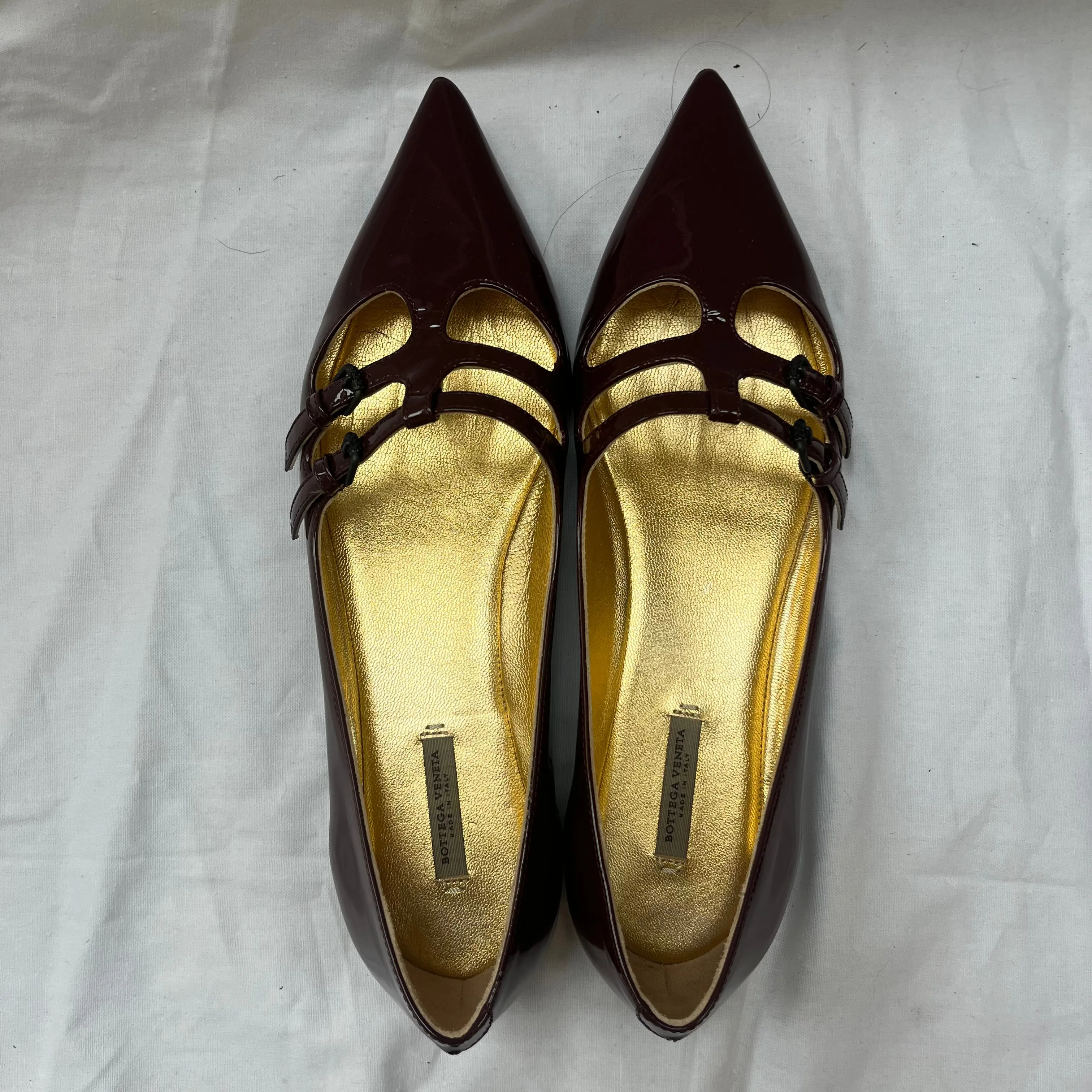 Bottega Veneta Mulberry Patent Pointed Flats 37