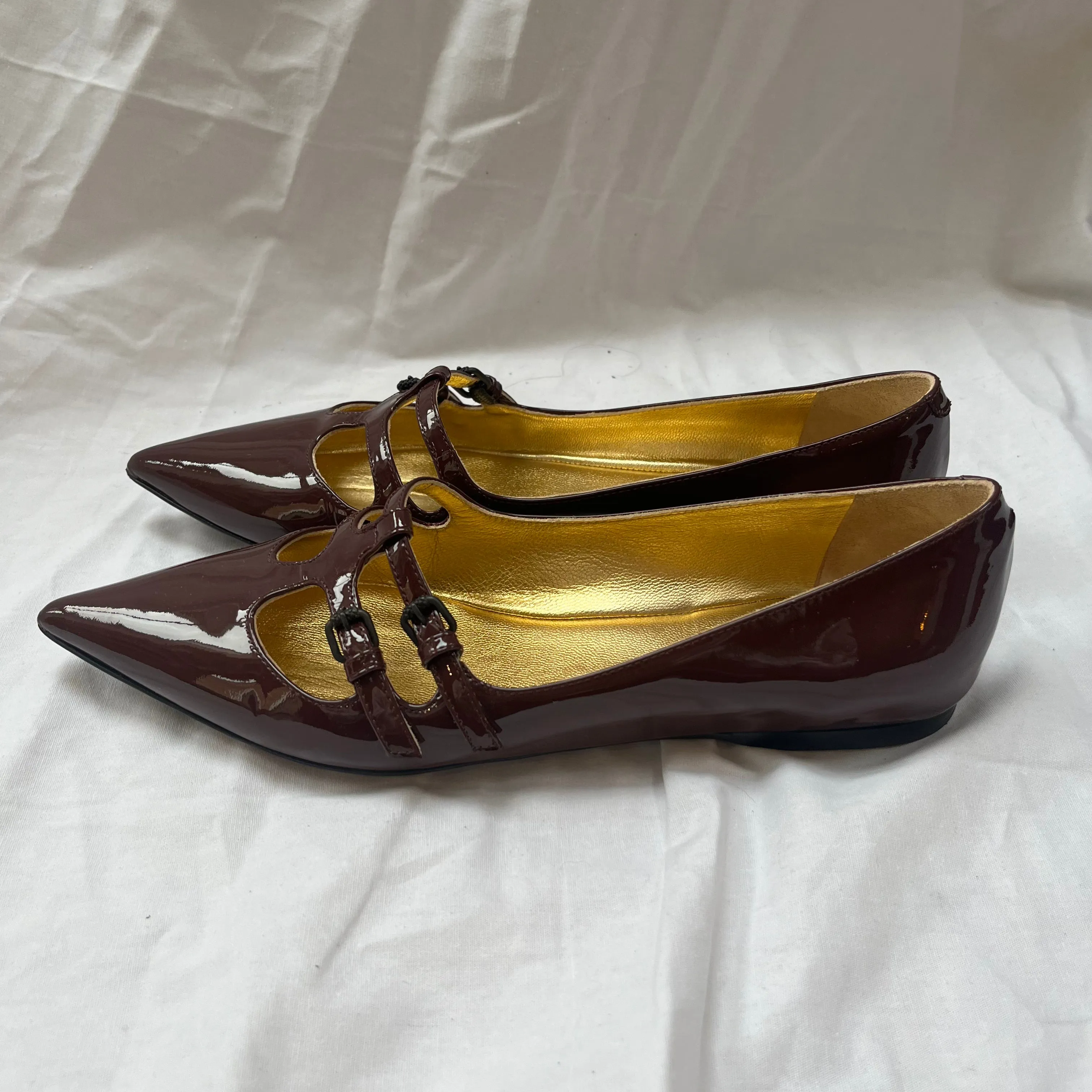 Bottega Veneta Mulberry Patent Pointed Flats 37