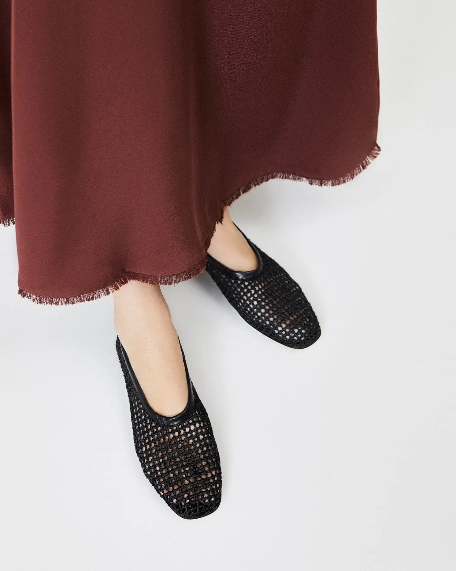 Brown Woven Leather Ballet Flats