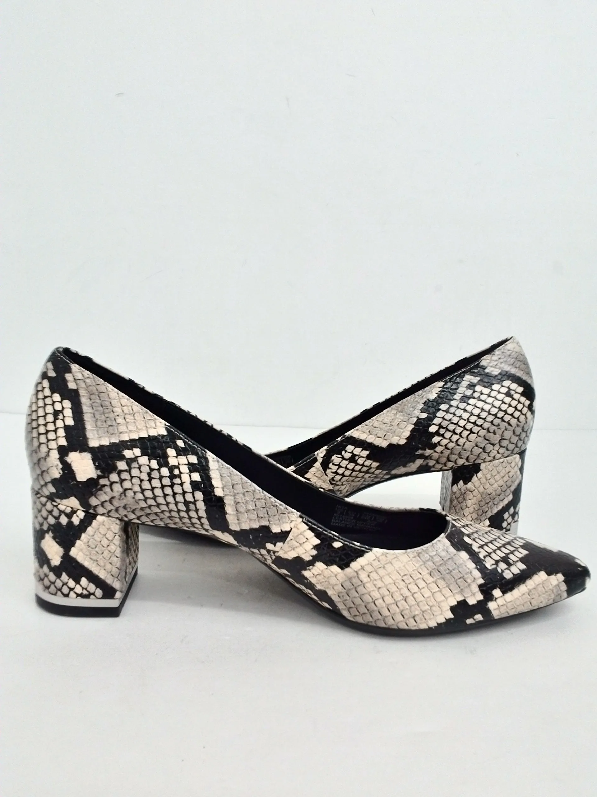 Calvin Klein Women's Nita Snake Print Black/Beige/Grey Heels Size 9