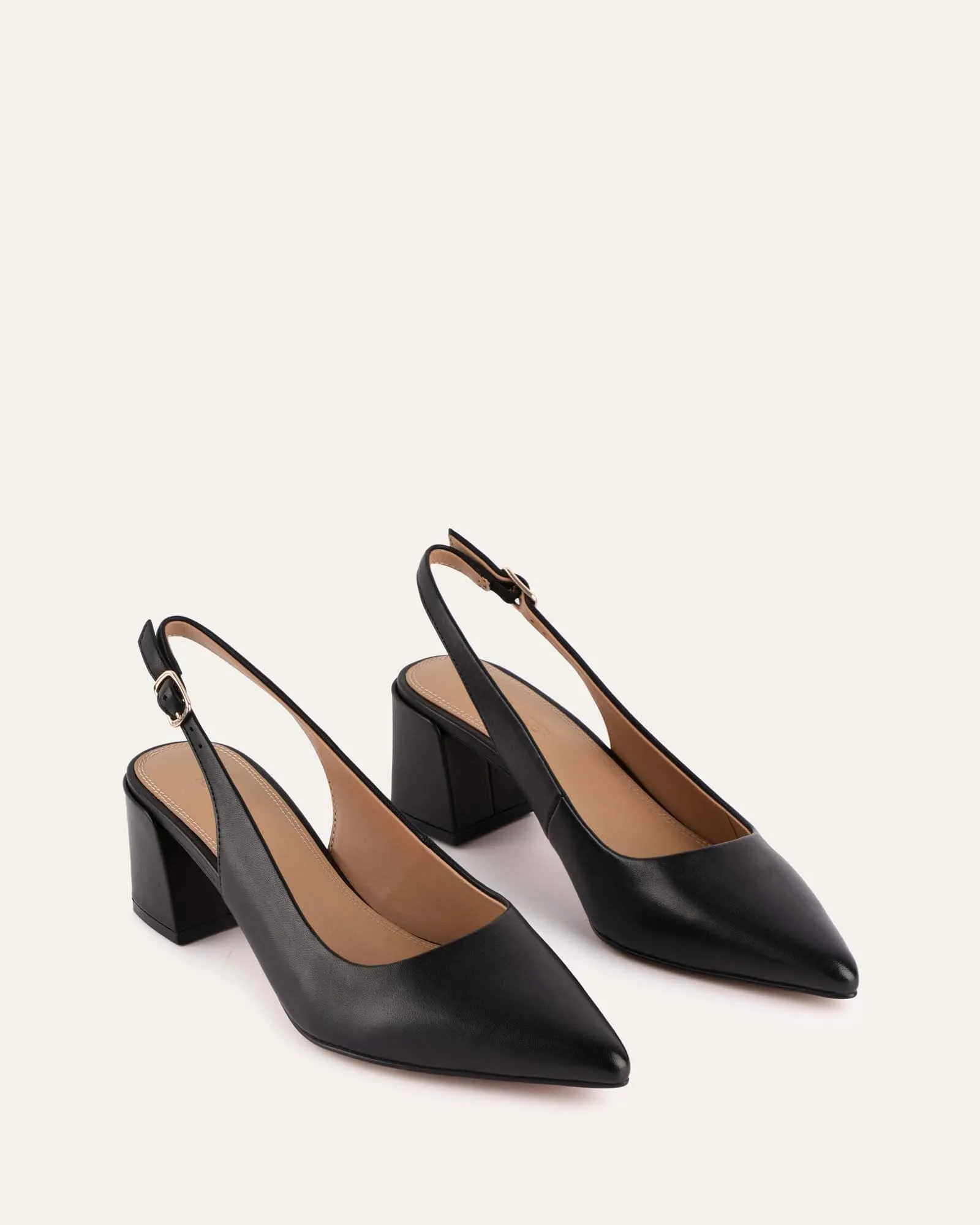 CARA LOW HEELS BLACK LEATHER