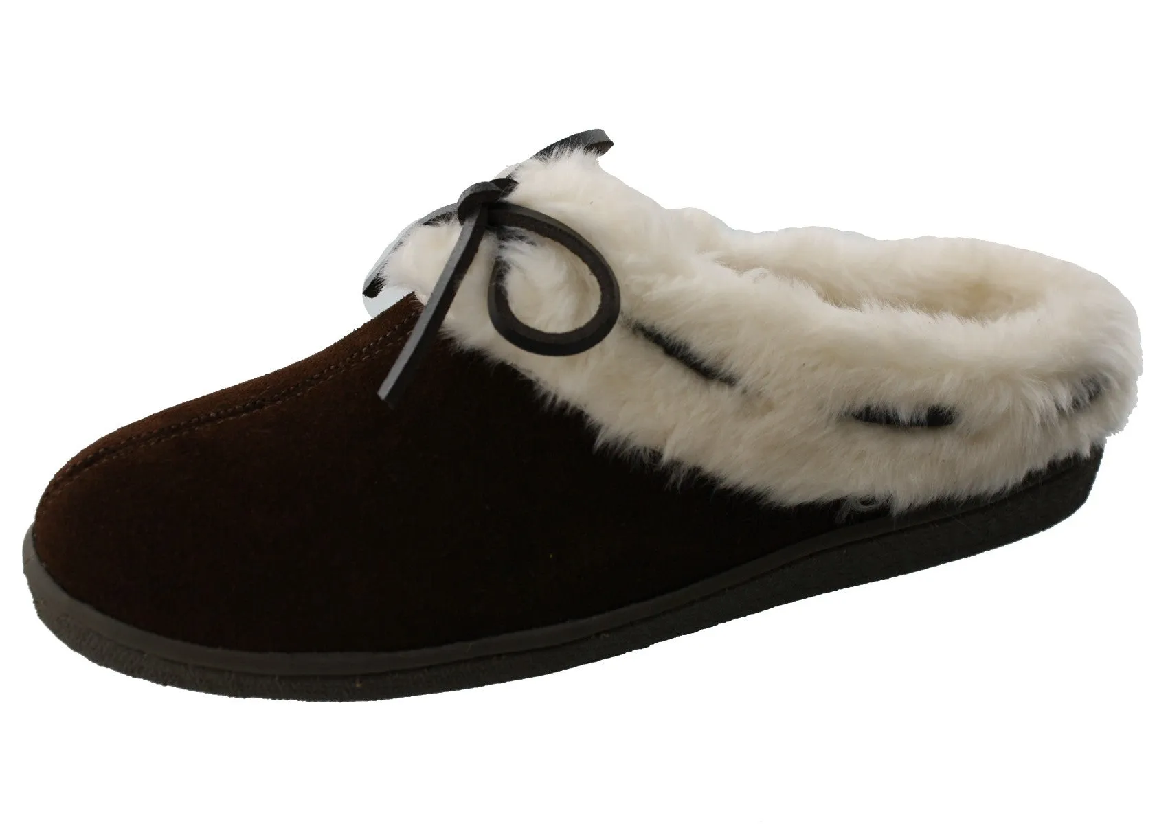 Clarks Womens Winter Cozy Fur Easy On Lightweight Suede Slippers