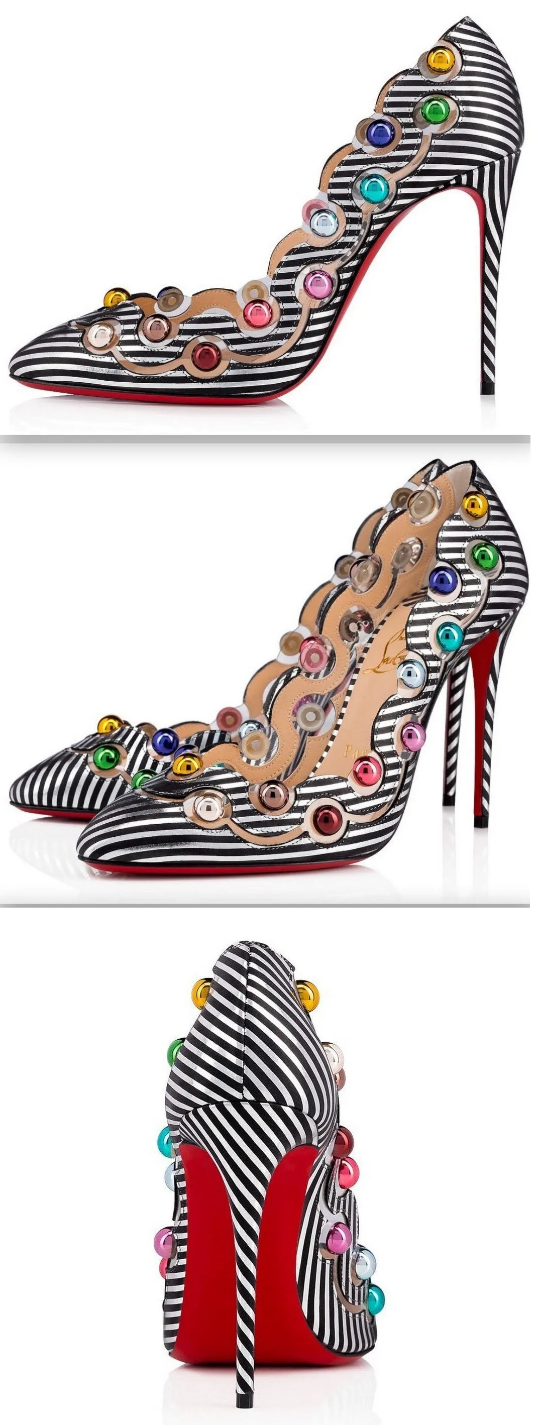 'Coccinella Specchio' Stripes 100 mm Pumps