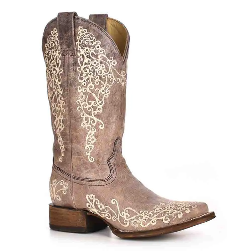 Corral Crater Bone Brown Embroidered Boots