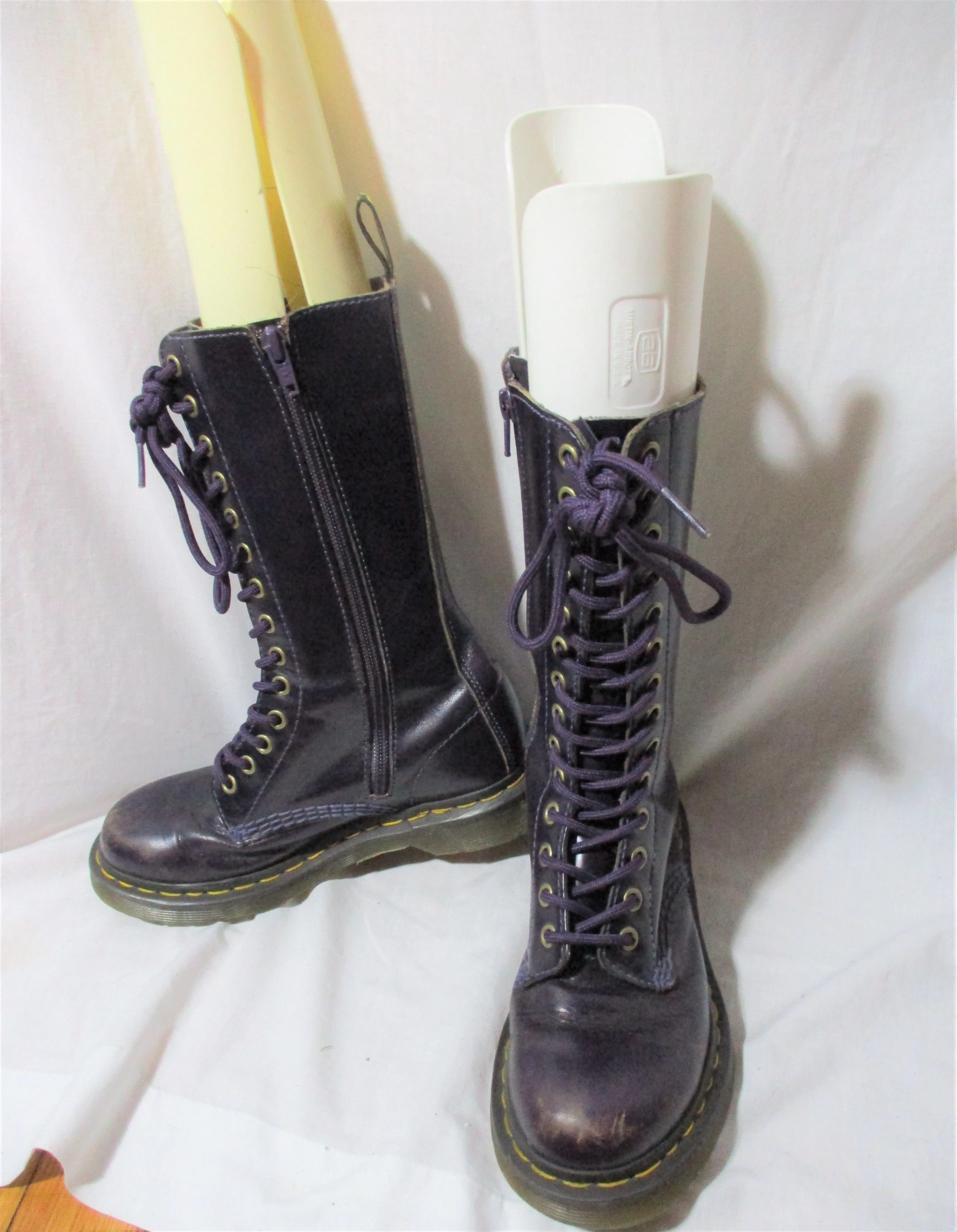 DOC DR. MARTENS Tall Leather Combat BOOT Shoe AIRWAIR PURPLE EGGPLANT 6