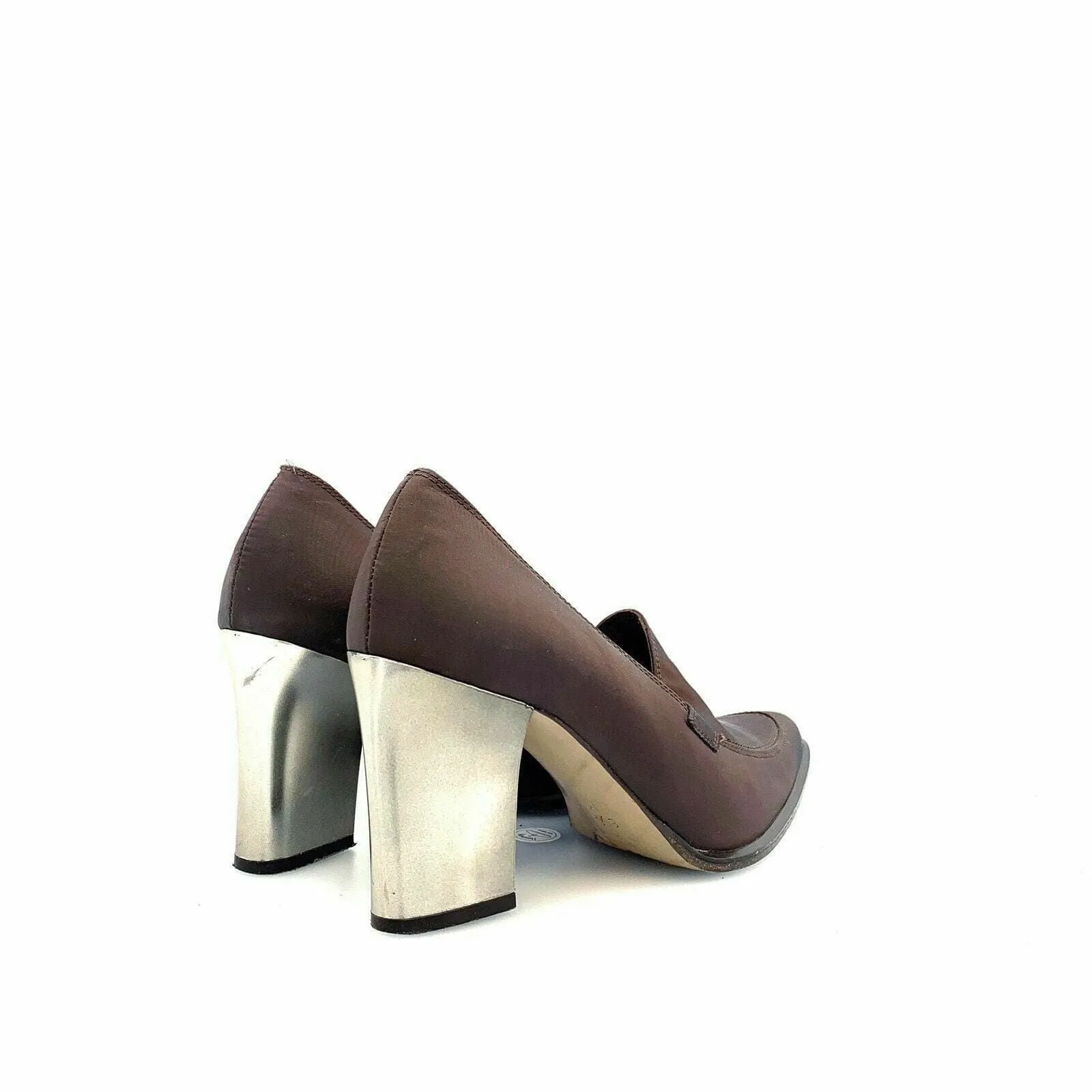 Elegant Enzo Angiolini Womens Pointed Toe Shoes Must-Have Metallic Heel Brown Size 6.5M Pre-Owned