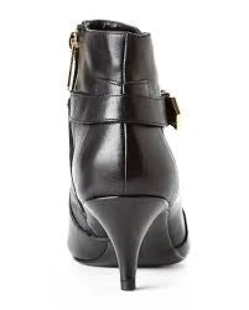 ELLEN TRACY Bentley Ankle Boots -Black Leather 9M