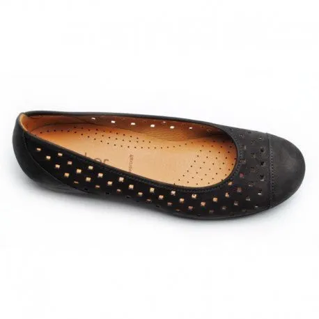 Gabor Women's 24.169.17 Ballet Flat - Black Nubuck