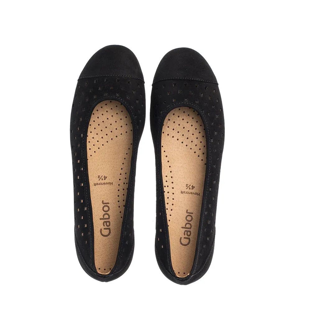 Gabor Women's 24.169.17 Ballet Flat - Black Nubuck