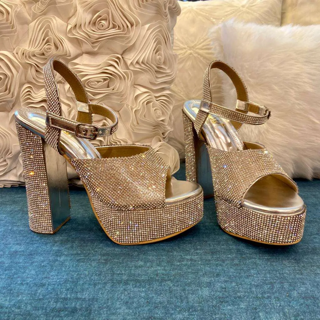 Gigi Silver Trendy Block Heels for Anytime Party