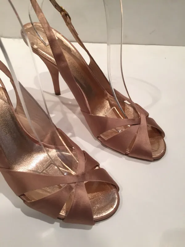 GIUSEPPE ZANOTTI Blush Pink Satin Slingback Heels Size 9