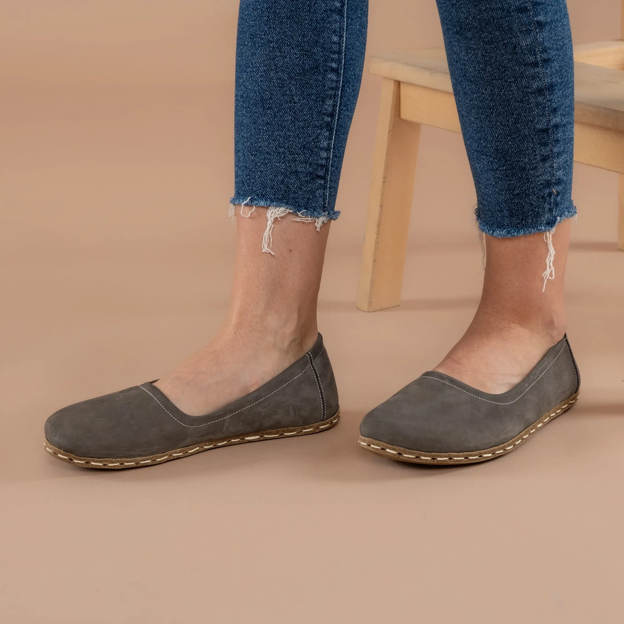 Gray Barefoot Ballet Flats