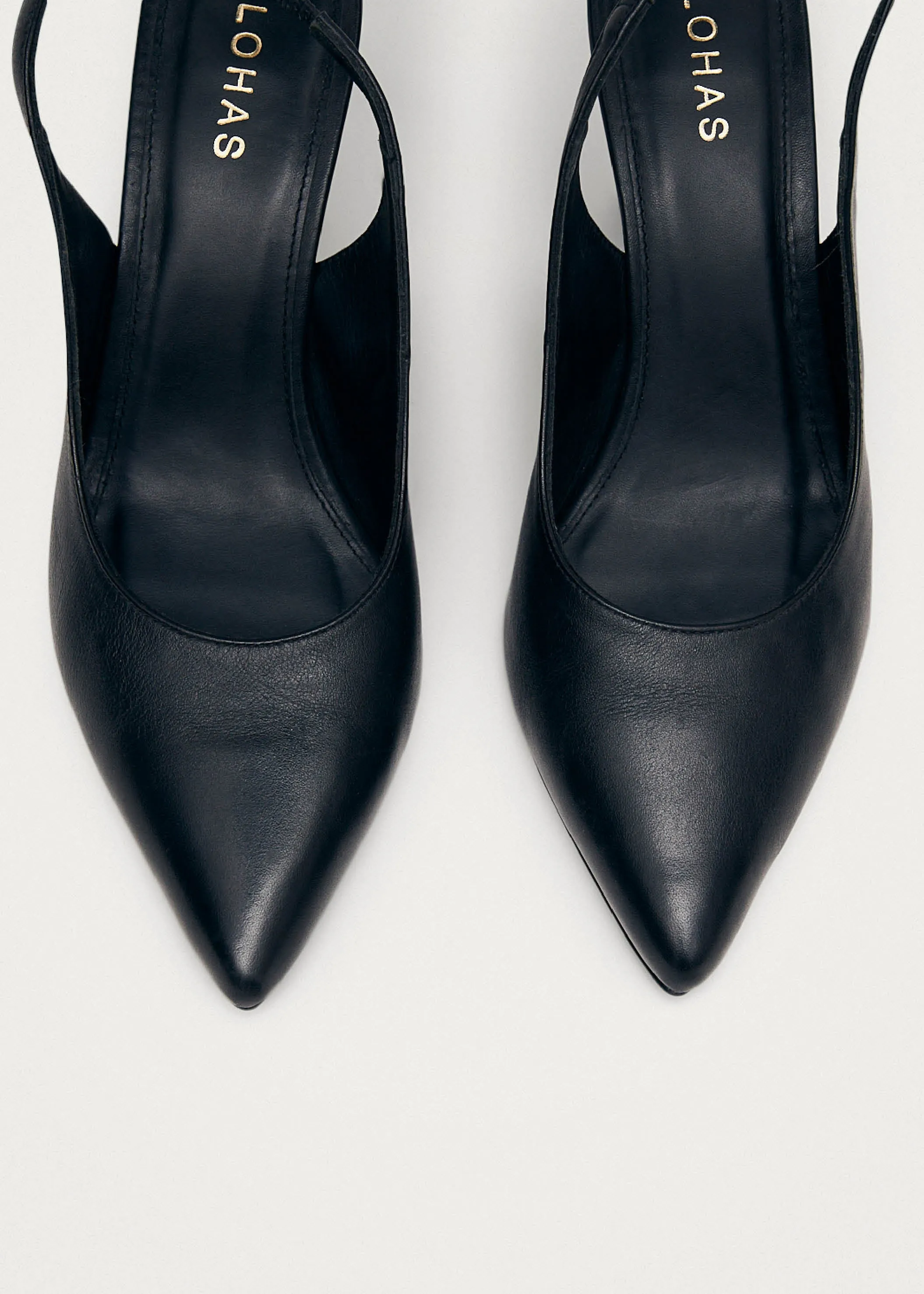 Louise Black Leather Pumps