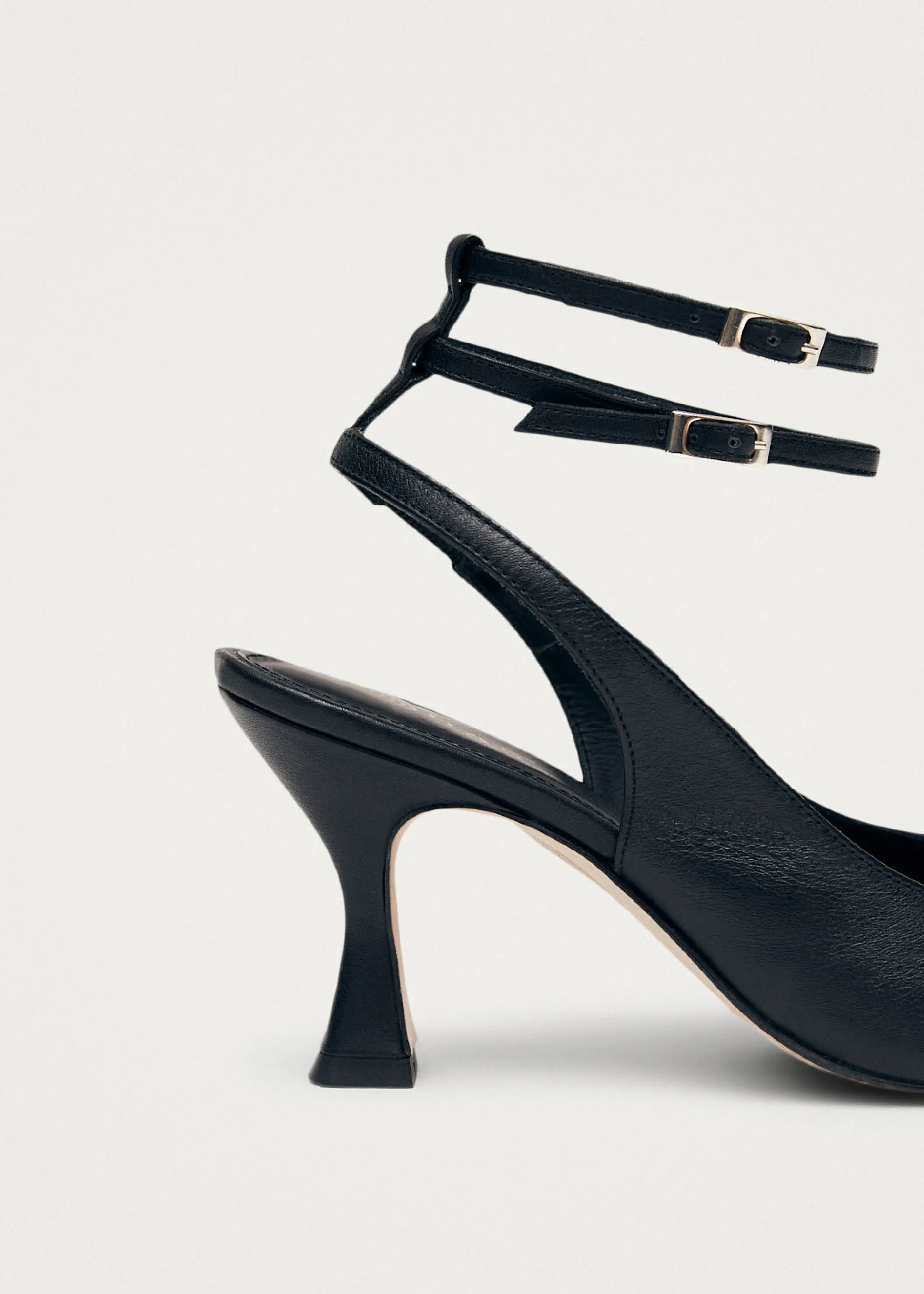 Louise Black Leather Pumps