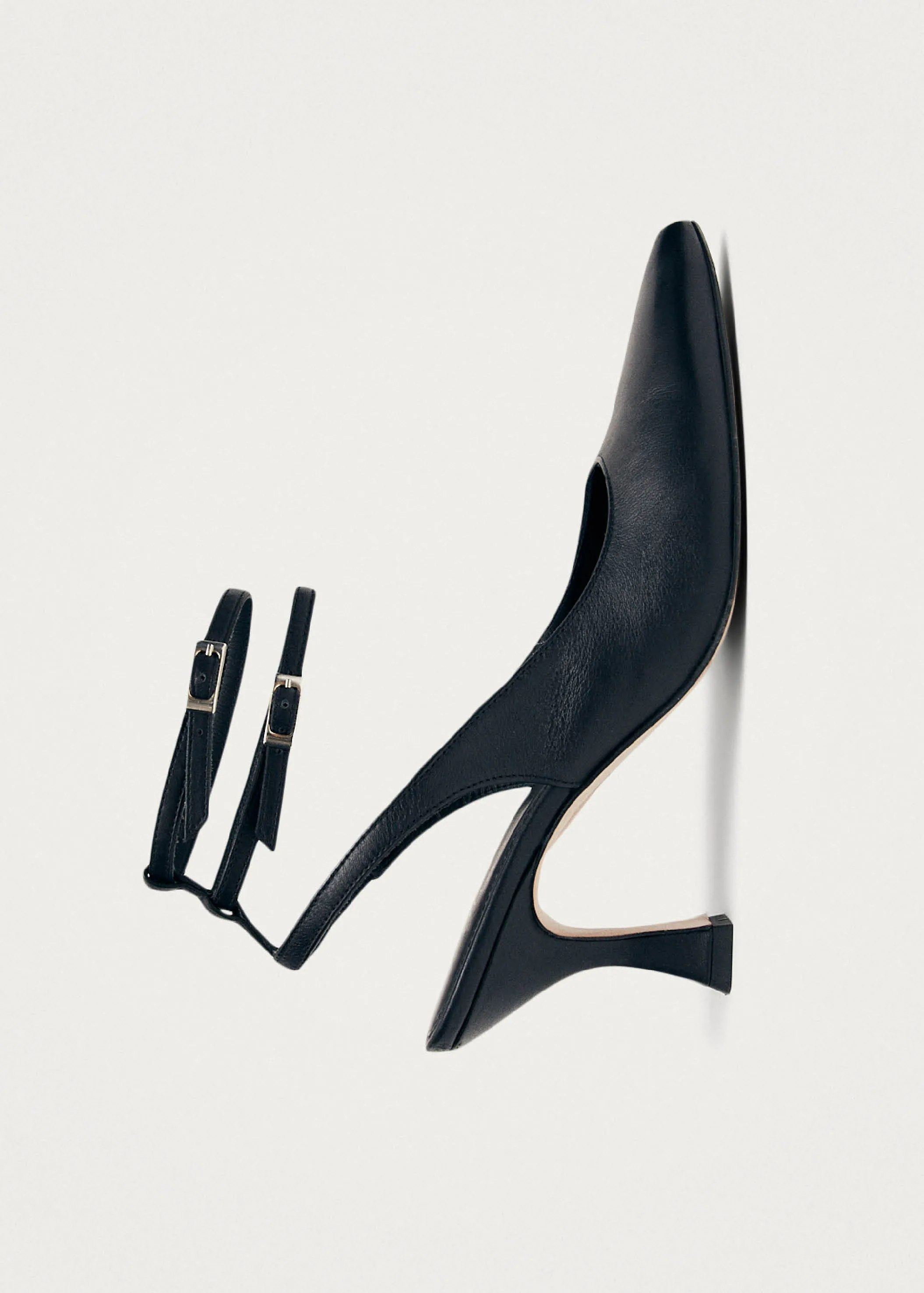 Louise Black Leather Pumps