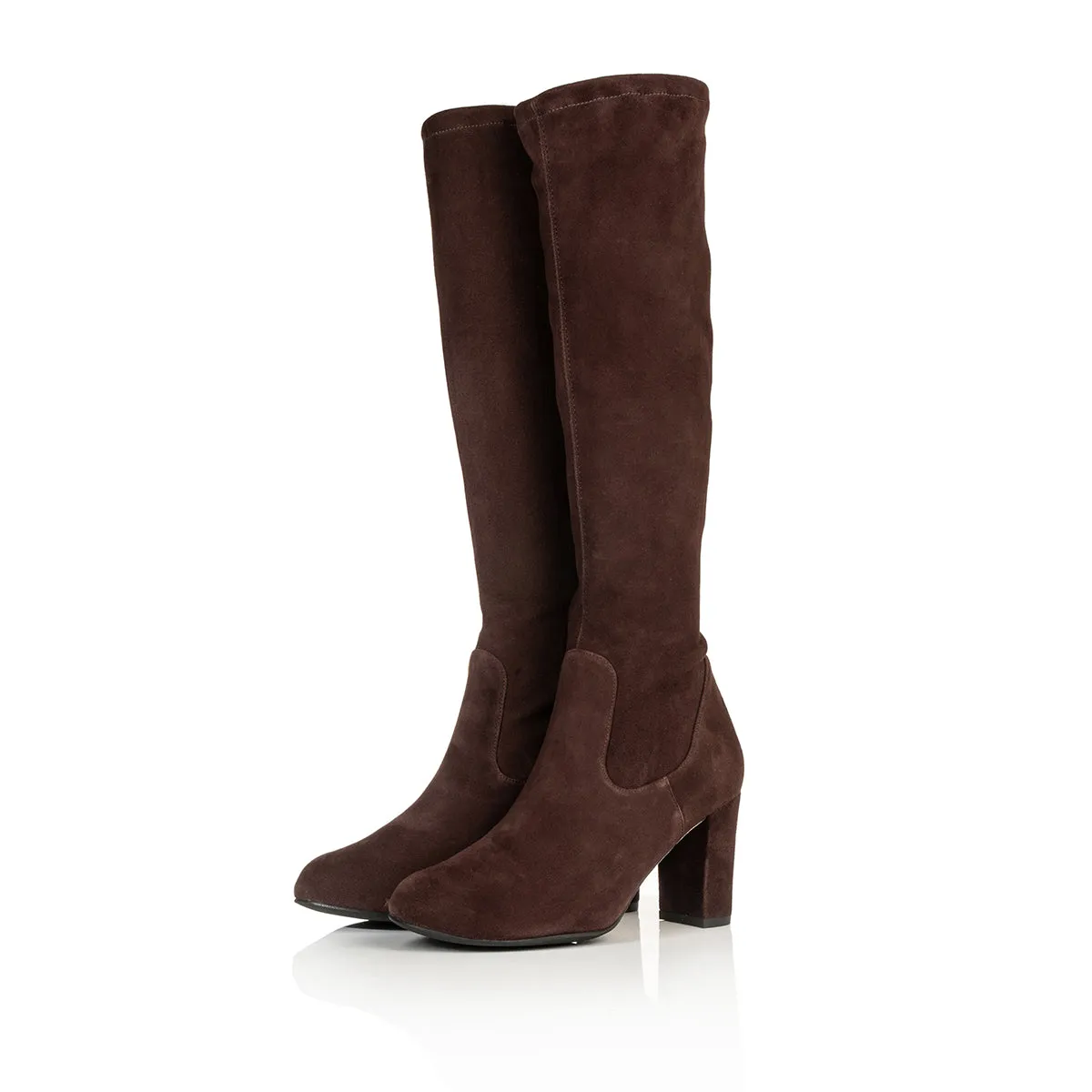 Lydia Extra-Wide Fit Knee High Boots - Brown Suede