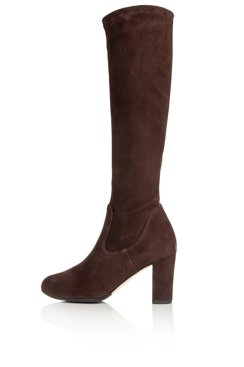 Lydia Extra-Wide Fit Knee High Boots - Brown Suede