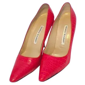 Manolo Blahnik Fire Engine Red Alligator Pumps