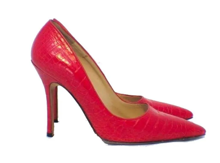 Manolo Blahnik Fire Engine Red Alligator Pumps