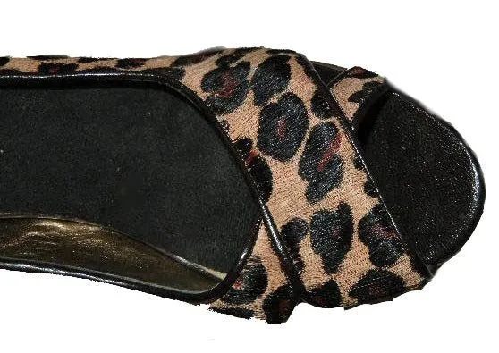 *MARC FISHER MANMADE LEOPARD PONYHAIR PLATFORM PEEPTOE HIGH HEELS