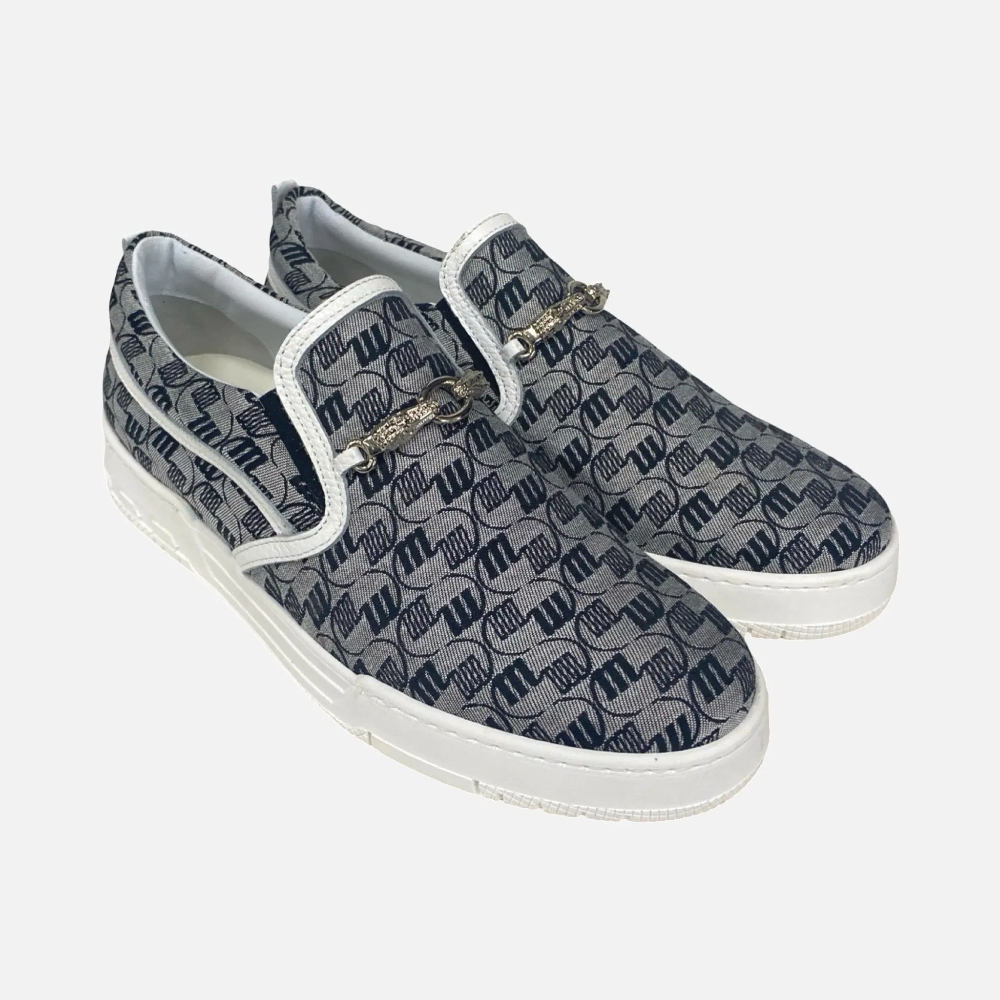 Mauri Men's Casual Slip-On Sneakers 8419/2 Fabric Black/Grey White