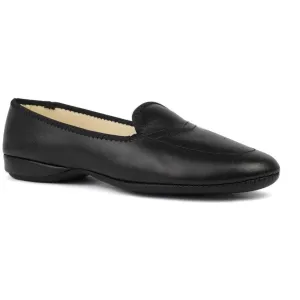 Meg Black Leather House Slippers