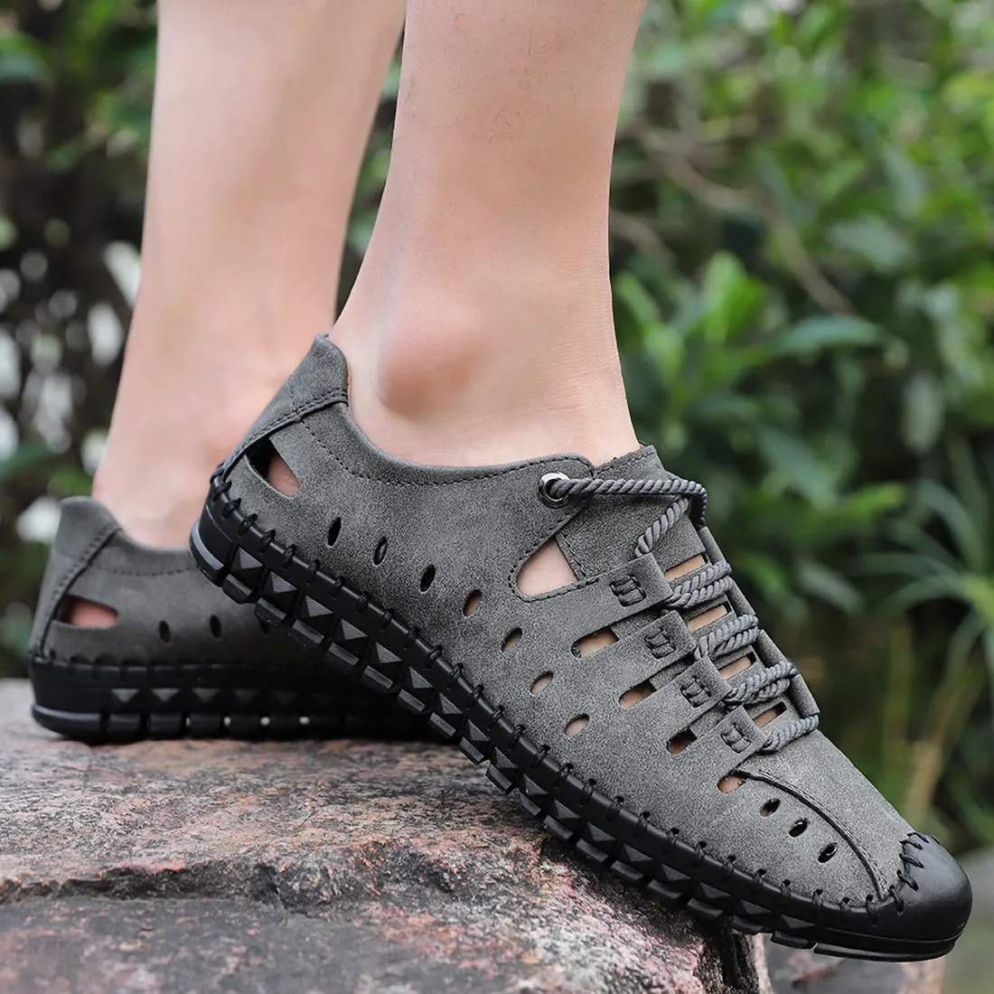 Men's Handmade Leather Casual Breathable Summer Shoes | 8808