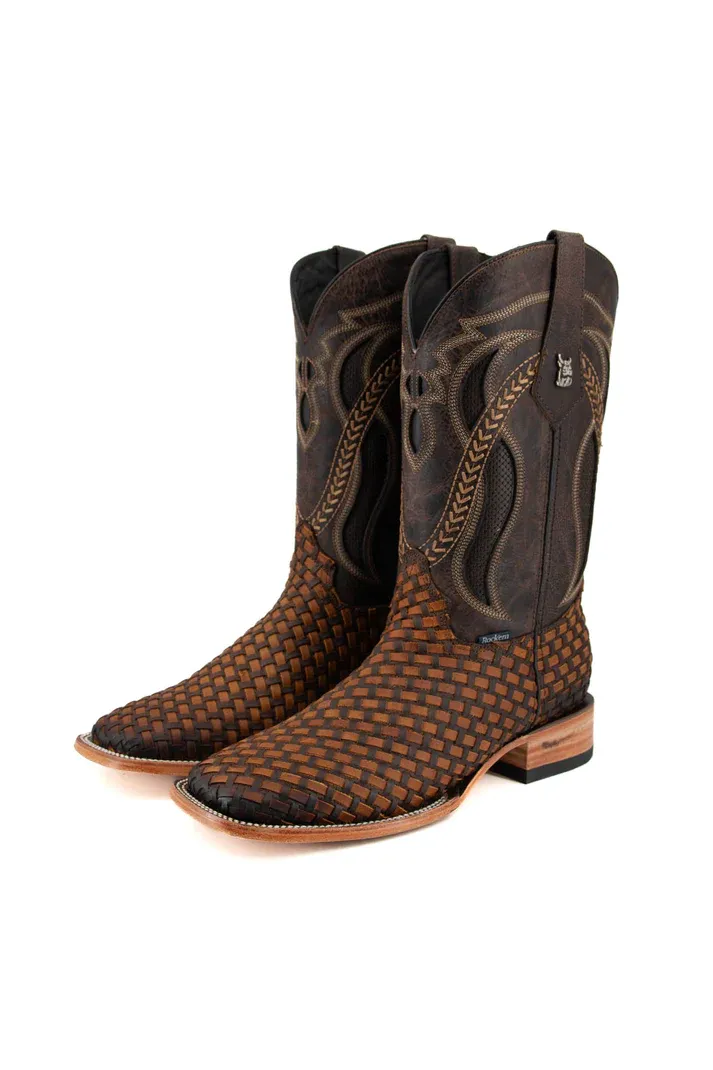 Men's ROCK'EM Leather Basket Weaved Western Boot