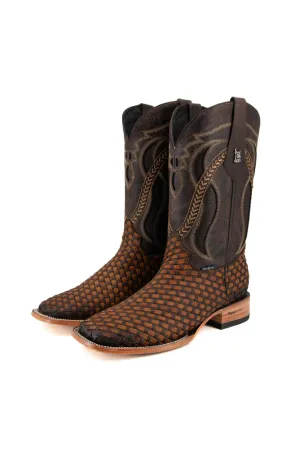 Men's ROCK'EM Leather Basket Weaved Western Boot