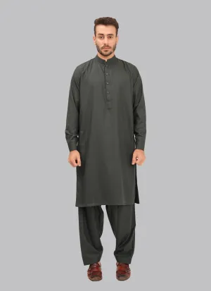 Shalwar Kameez - Zhob Pista Green Plain