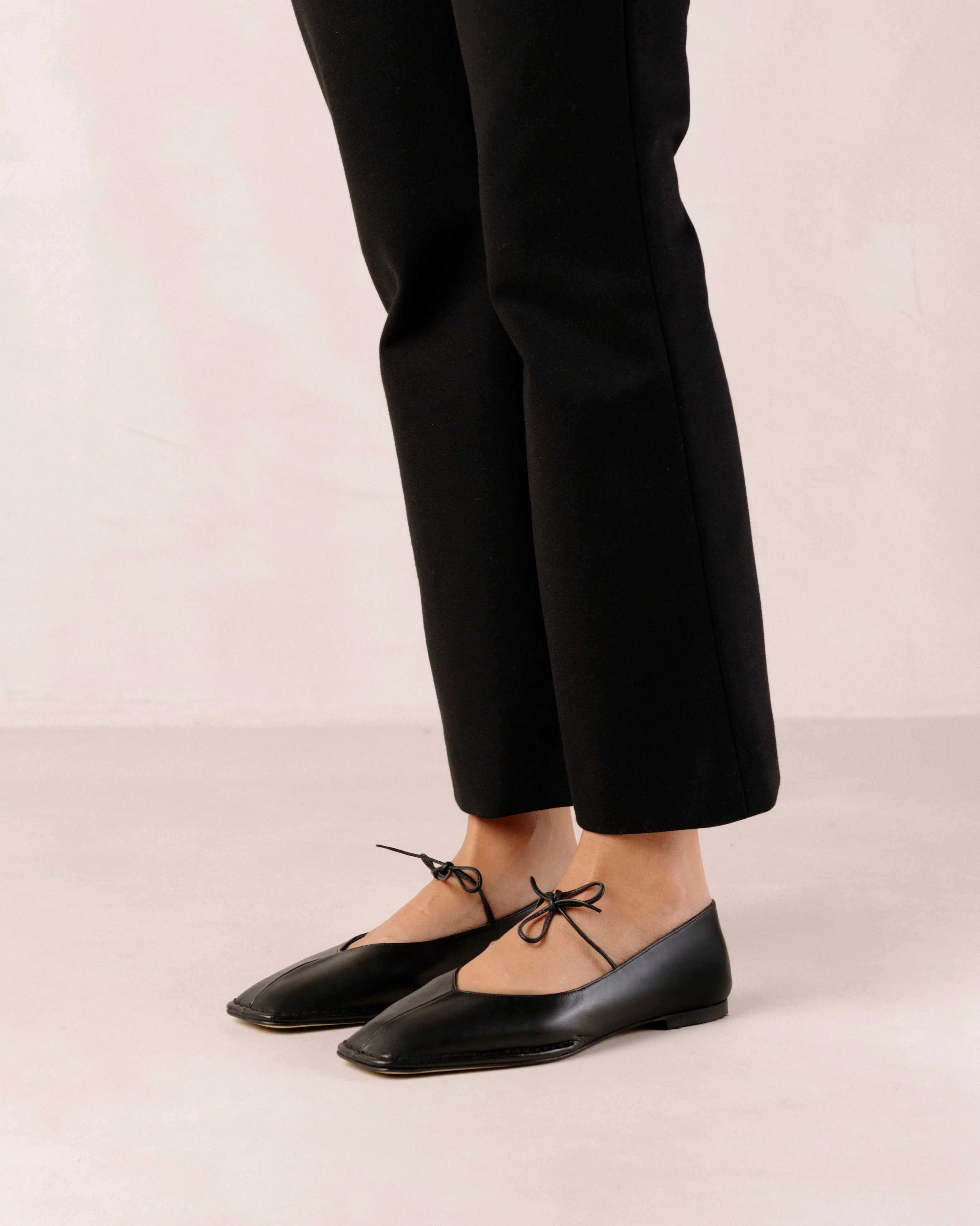 Sway Black Leather Ballet Flats