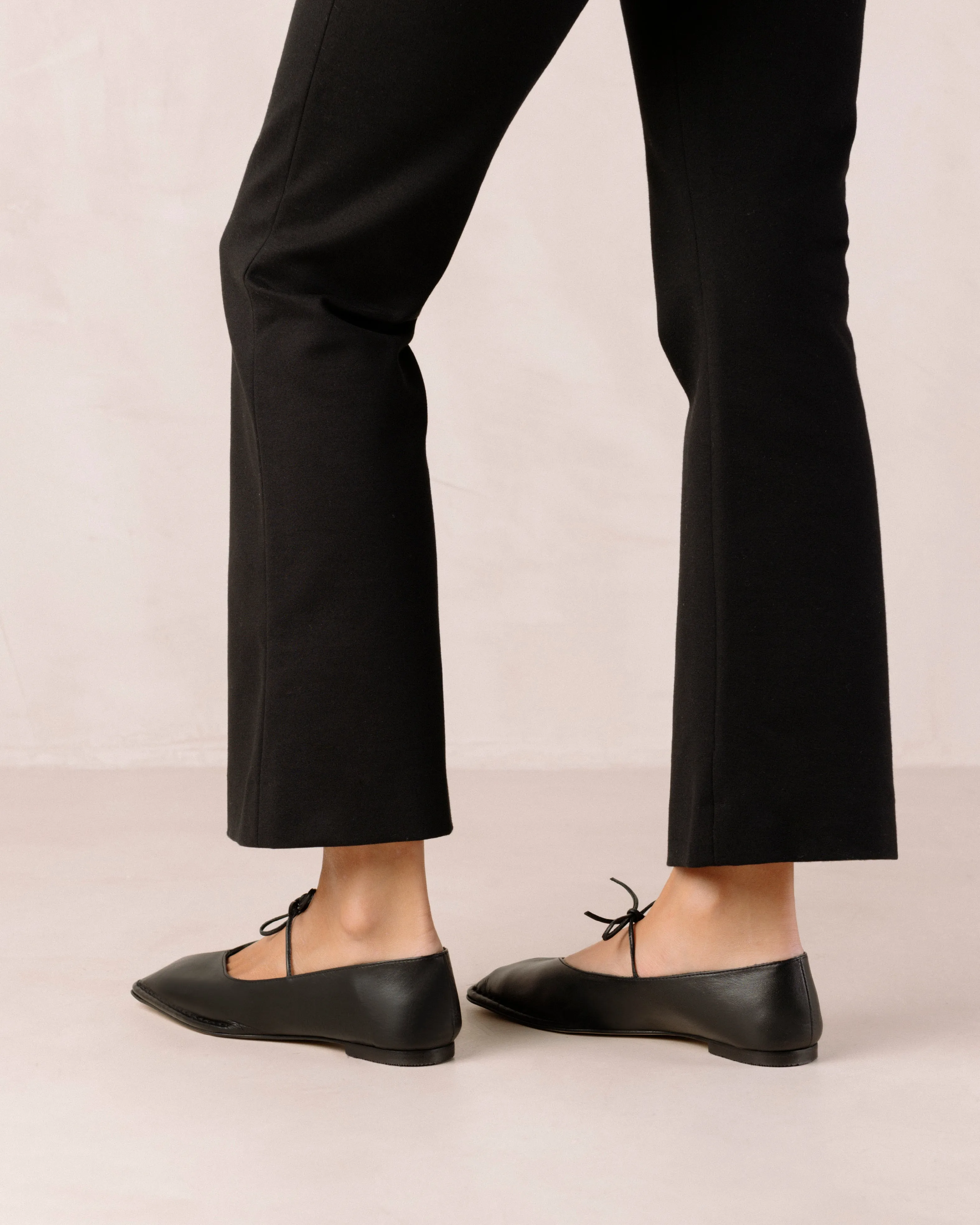 Sway Black Leather Ballet Flats