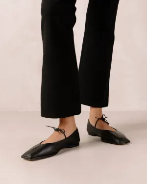 Sway Black Leather Ballet Flats