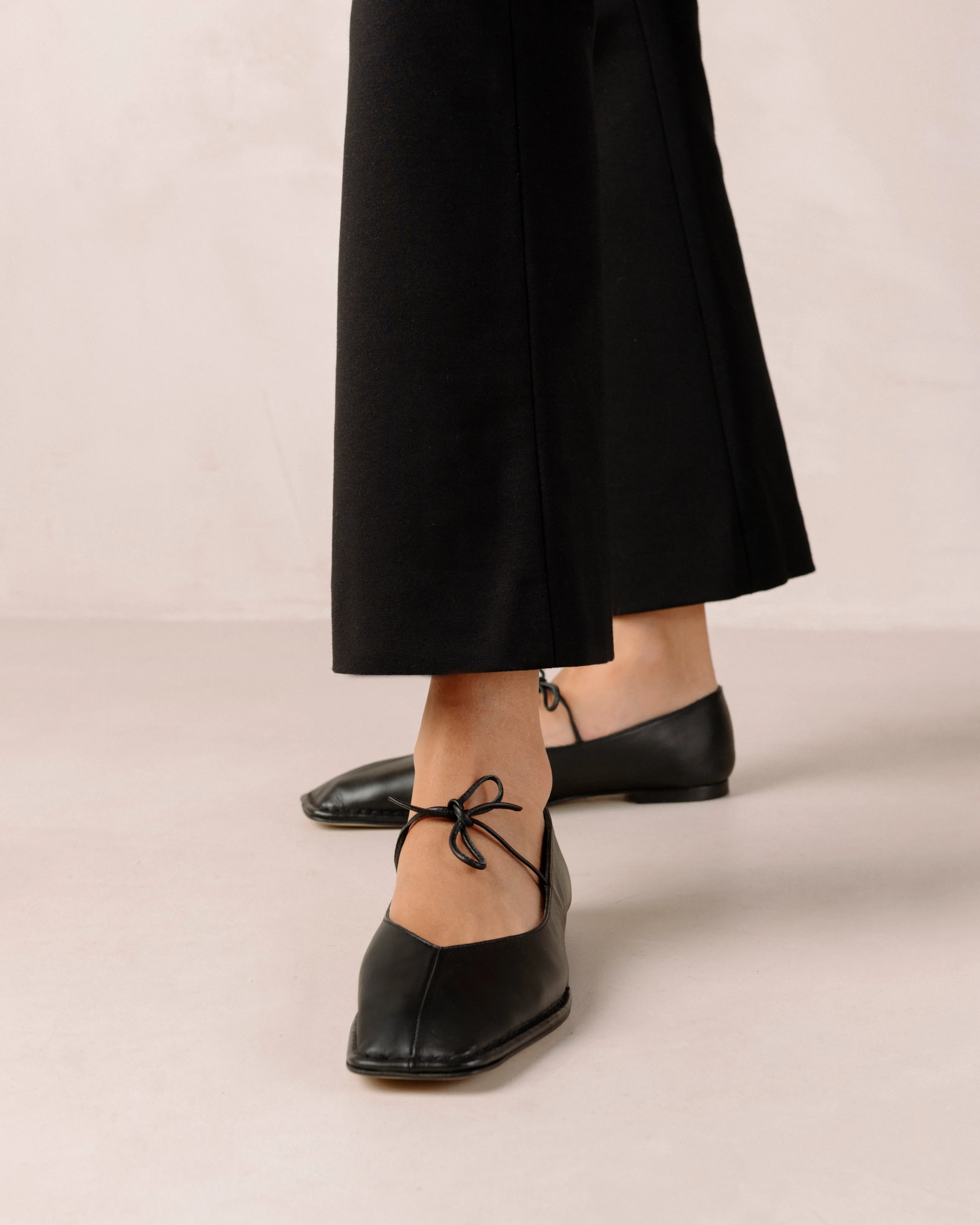 Sway Black Leather Ballet Flats