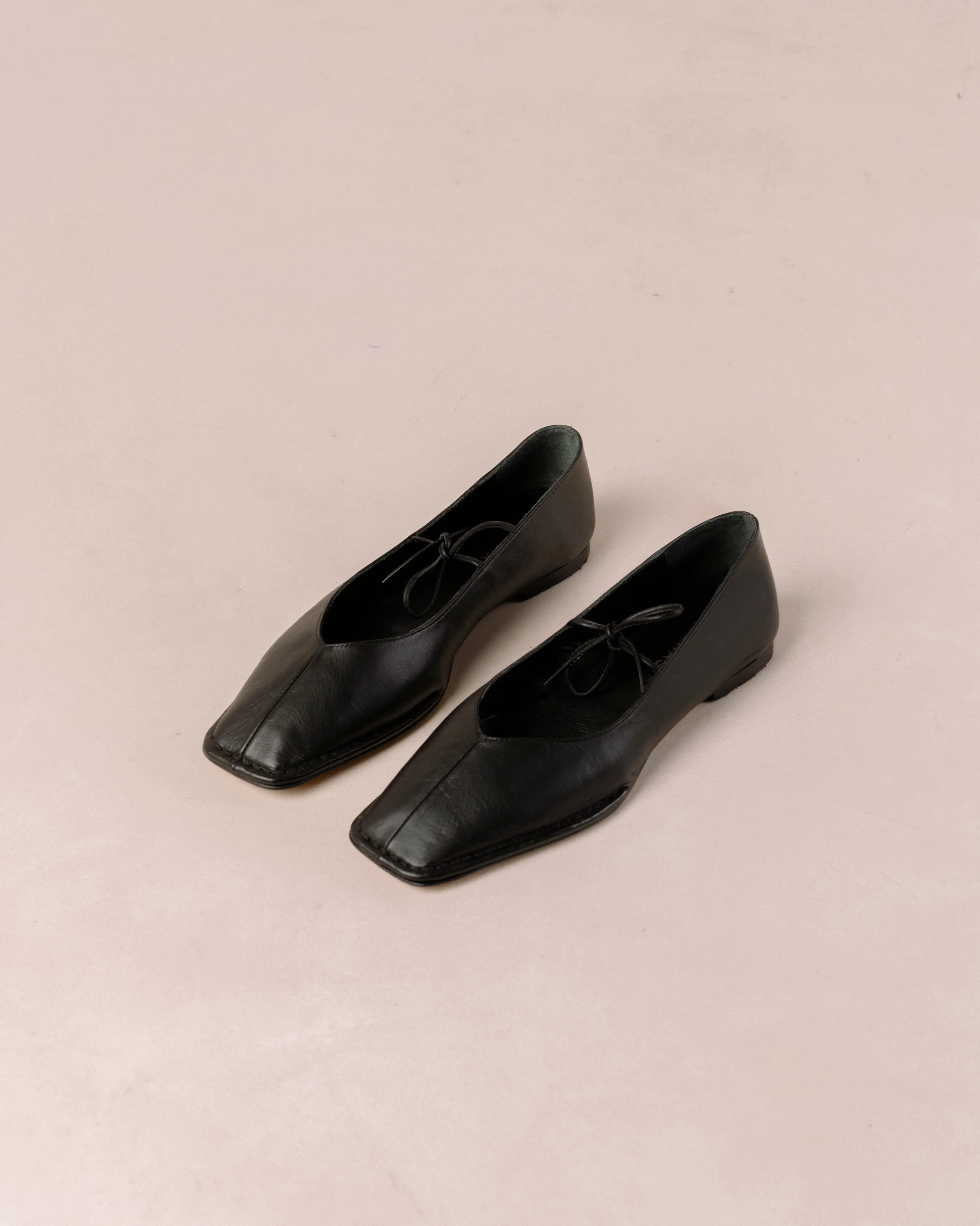 Sway Black Leather Ballet Flats