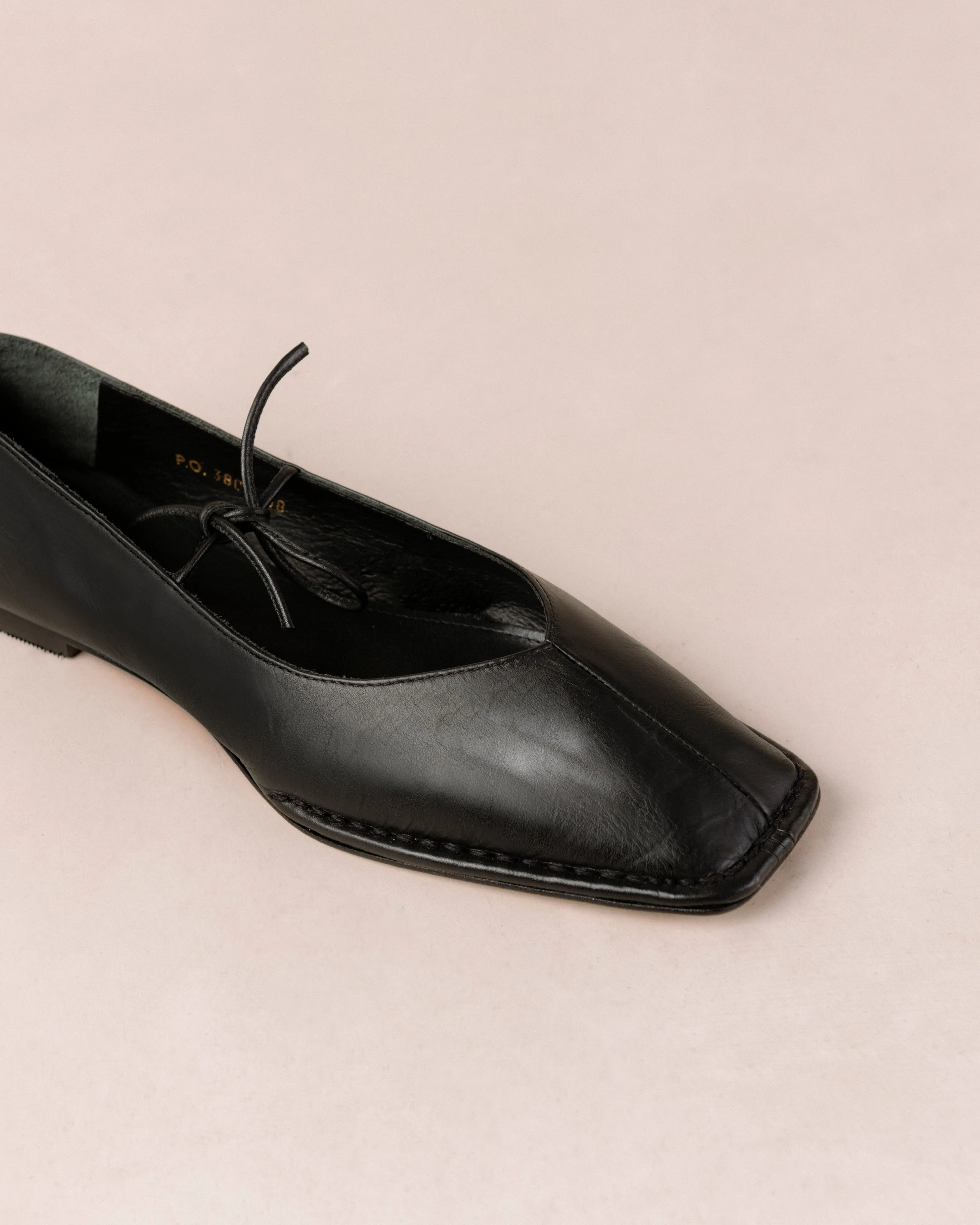 Sway Black Leather Ballet Flats