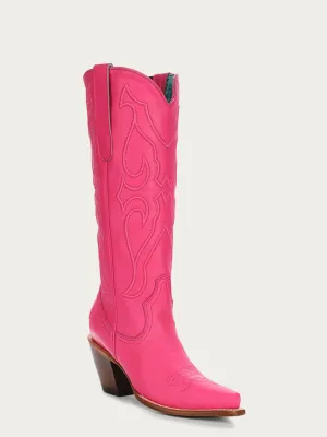 Z5157 - WOMEN'S EMBROIDERY FUCHSIA TALL TOP SNIP TOE COWBOY BOOT